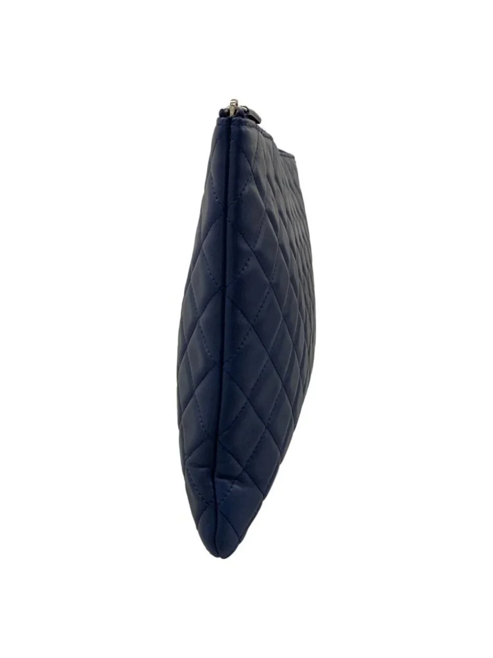 Chanel Clutch Quilted Navy Silver Lambskin